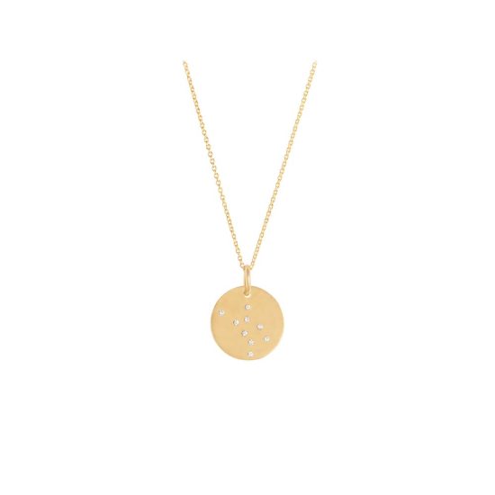 wolf constellation white diamonds gold necklace lucky charm
