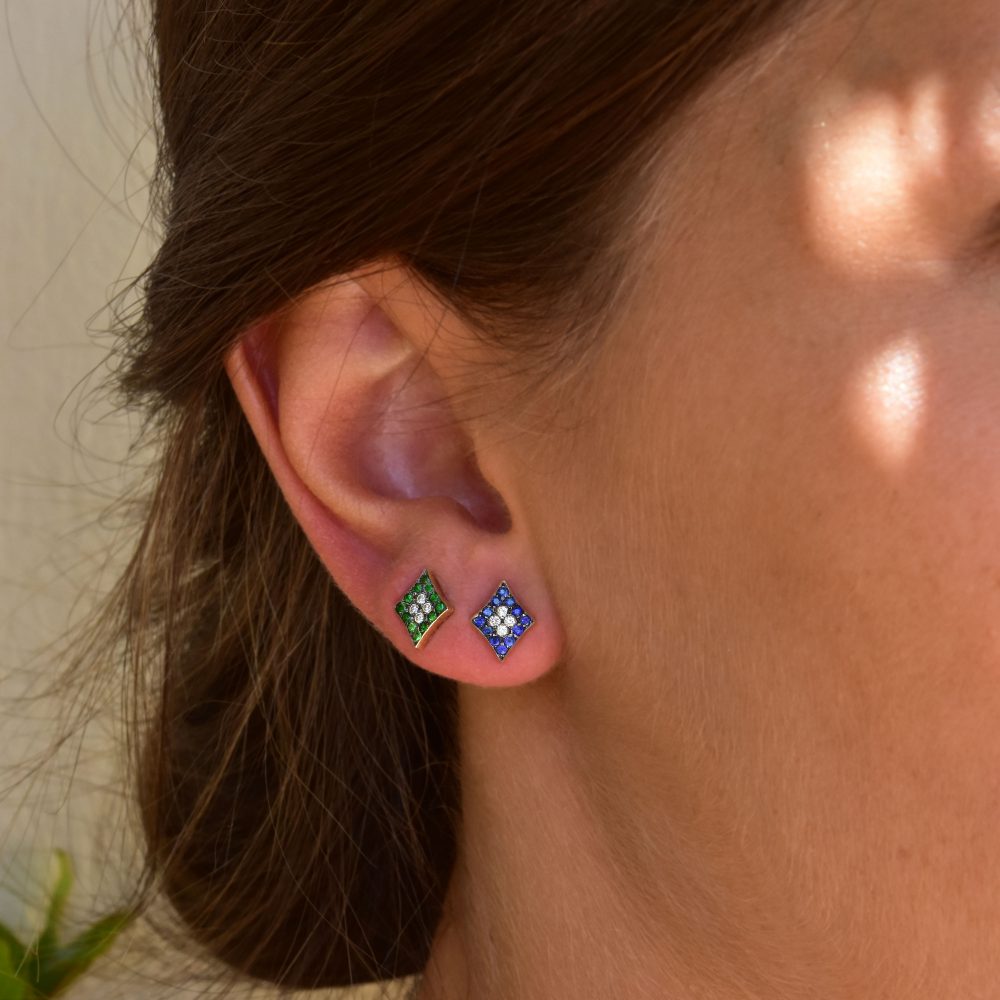 Curves & Edges Rhombi Earrings (Blue)