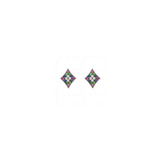 Curves & Edges Rhombi Earrings (Rainbow)