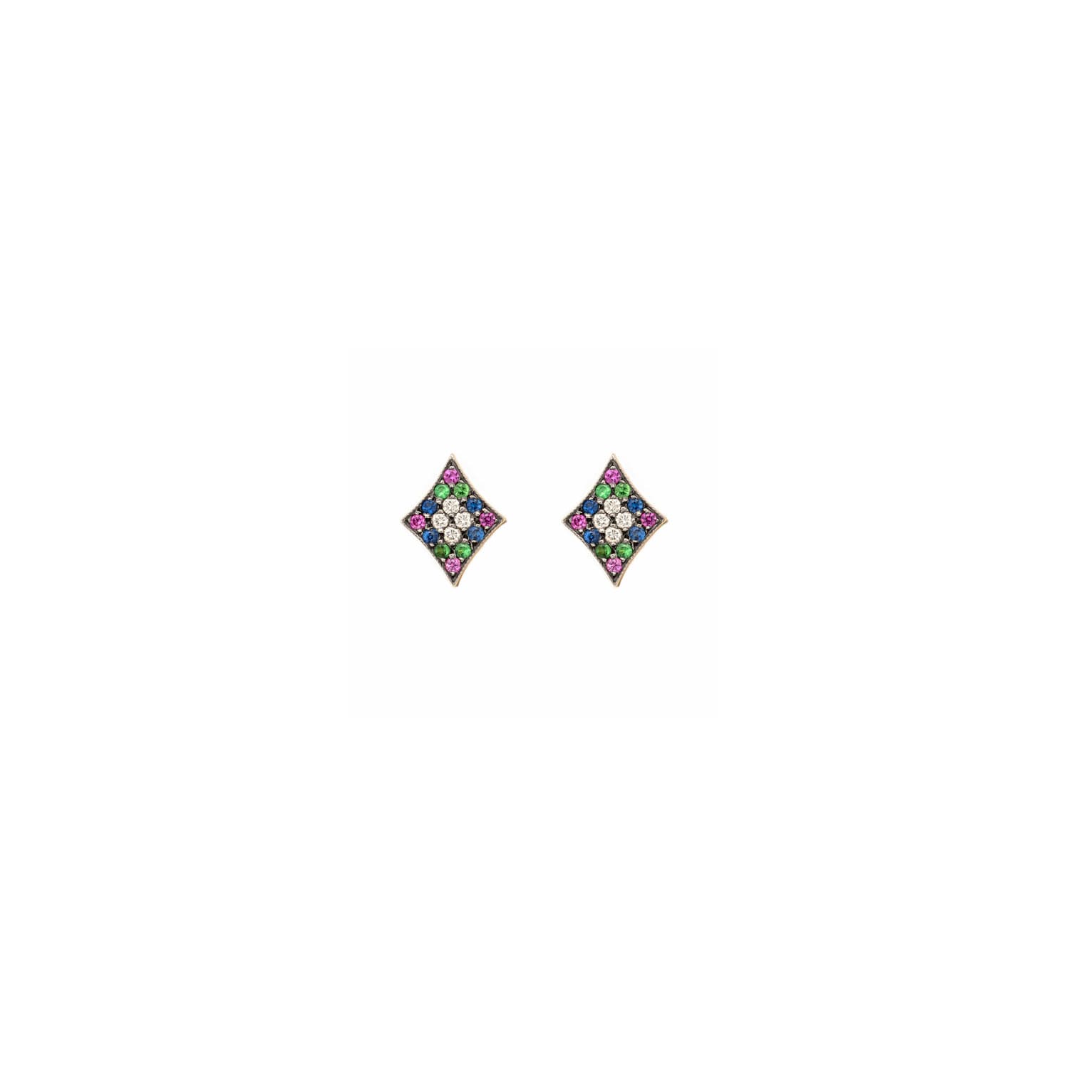 Curves & Edges Rhombi Earrings (Rainbow)