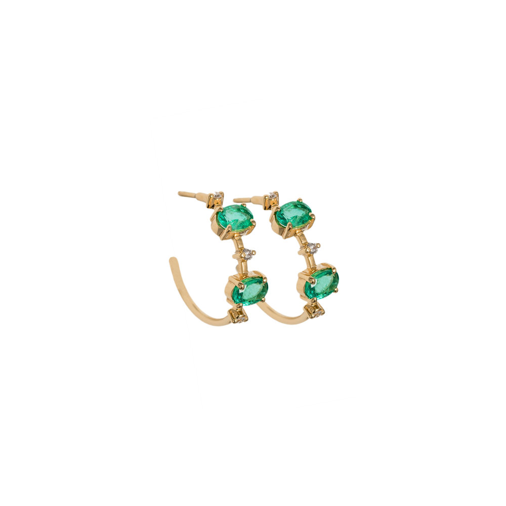 Astrum Caldera Earrings (White Diamonds & Emeralds)