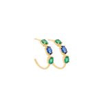 Carolina Hoops with emeralds and sapphires gold alveare jewelry