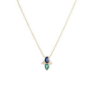 Abeille necklace gold white diamonds emeralds sapphires