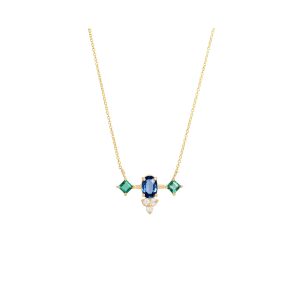 Cyanea necklace gold white diamonds emeralds sapphires alveare jewlery