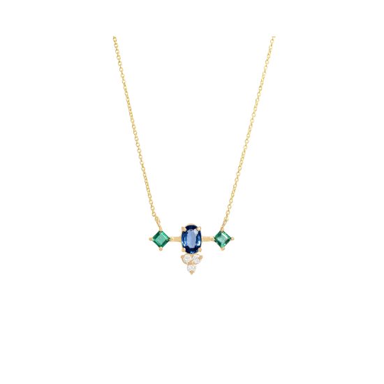 Cyanea necklace gold white diamonds emeralds sapphires alveare jewlery