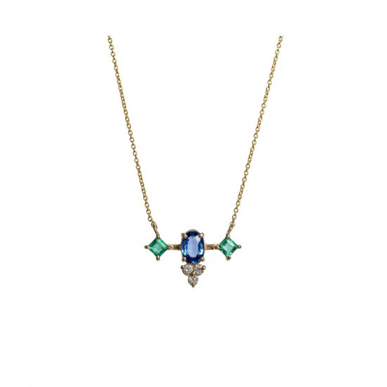 cyanea necklace gold white diamonds emeralds sapphires