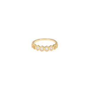 anthea ring honeycombs alveare gold white diamonds jewelry