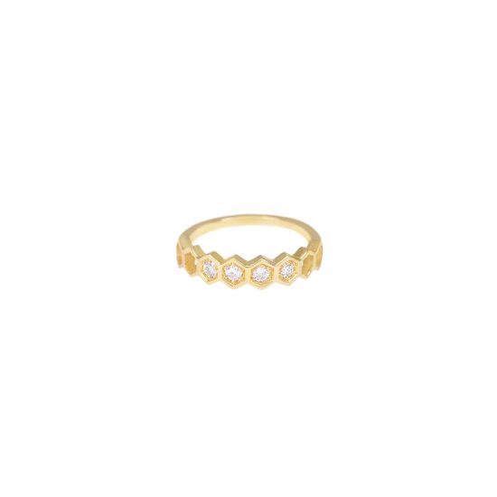 anthea ring honeycombs alveare gold white diamonds jewelry