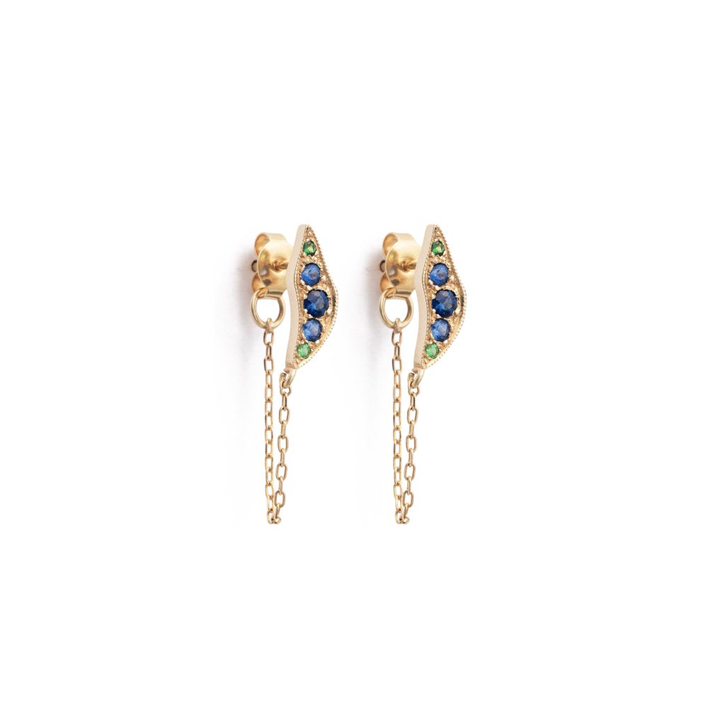 chain nyx earrings alveare jewelry sapphires gold