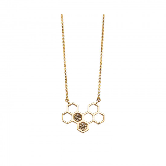 eve necklace gold coffee diamonds honeycombs