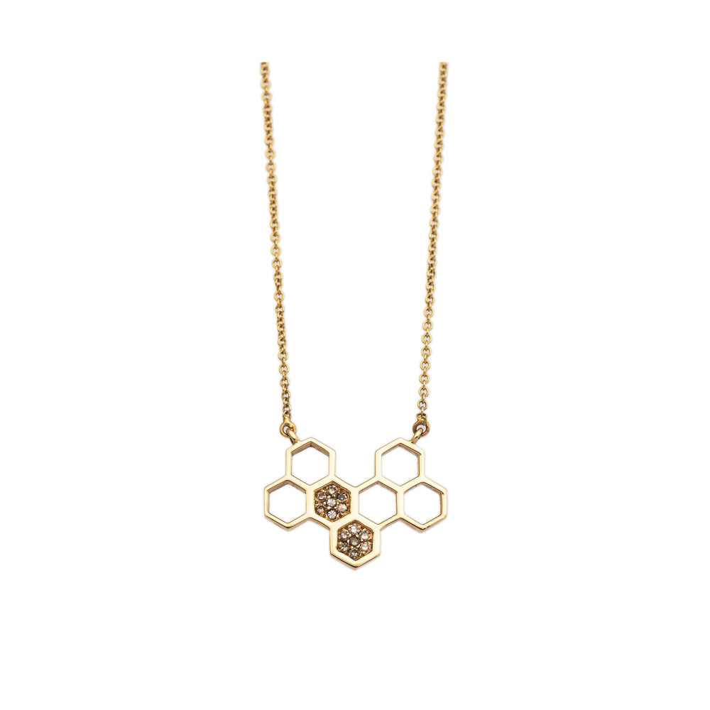 eve necklace gold coffee diamonds honeycombs