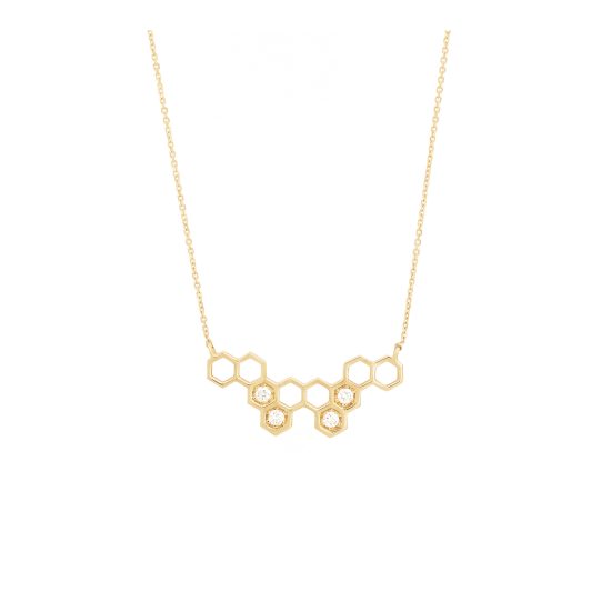 nectar necklace honeycombs white diamonds gold alveare jewelry