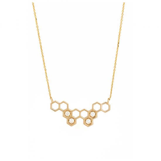 honeycombs necklace white diamonds gold