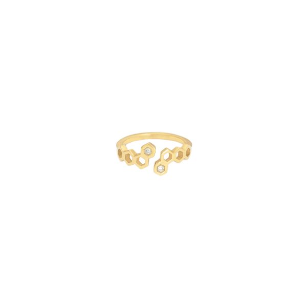 nectar ring honeycombs gold white diamonds alveare jewelry