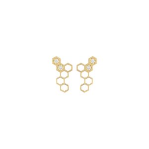 honeycombs wing earrings white diamonds gold alveare jewelry