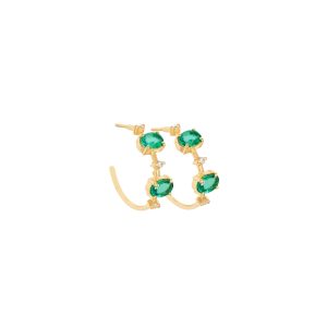 Clea Earrings white diamonds emeralds gold alveare jewlery