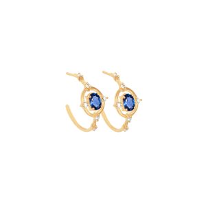cybele regalis hoops white diamonds sappharies gold alveare jewlery