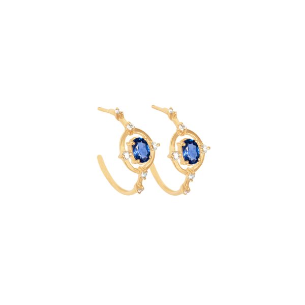 cybele regalis hoops white diamonds sappharies gold alveare jewlery