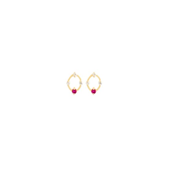 Maya earrings pink sapphires white diamonds gold alveare jewlery