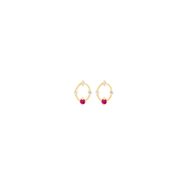 Maya earrings pink sapphires white diamonds gold alveare jewlery
