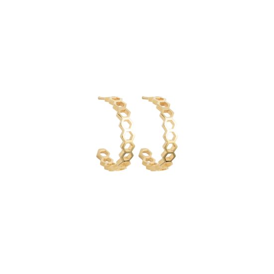 honeycombs small hoops gold alveare jewelry