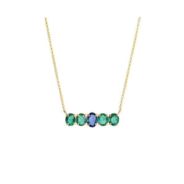 linea necklace sapphires emeralds gold alveare jewelry