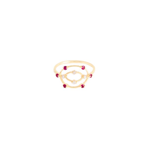 aurora ring white diamonds rubies gold