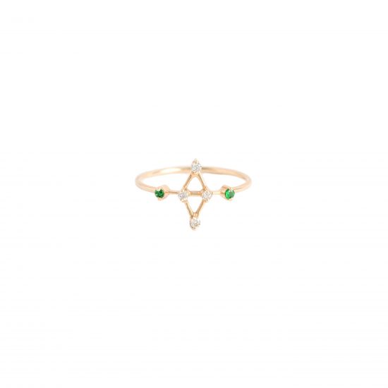 rigel ring white diamonds tsavorites gold