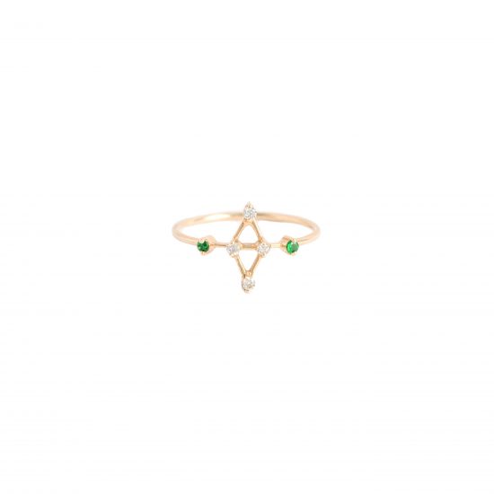 rigel ring white diamonds tsavorites gold