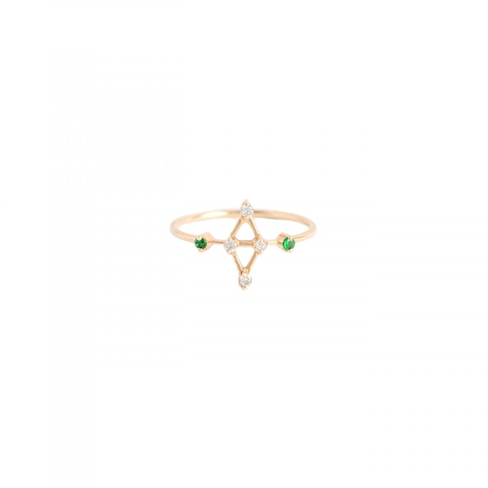 rigel ring white diamonds tsavorites gold