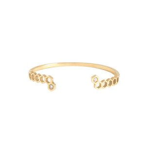 nectar cuff honeycombs gold white diamonds bangle bracelet