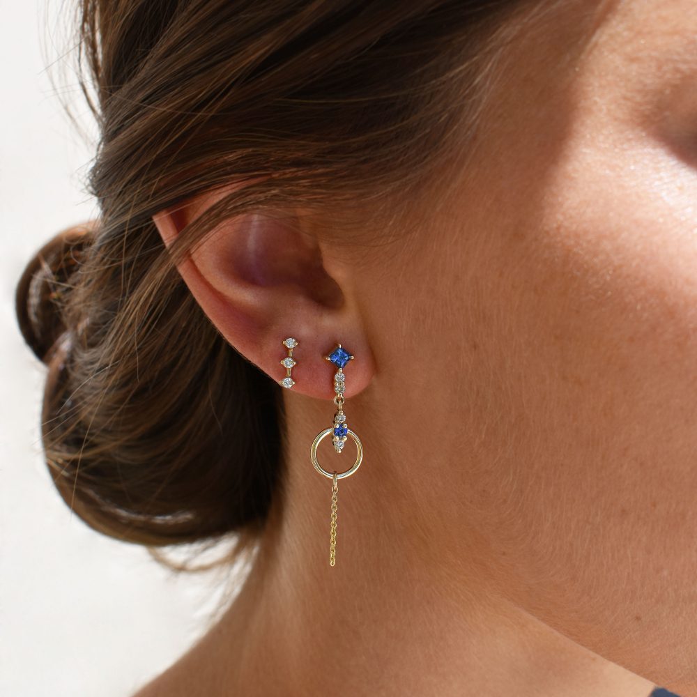 river earrings gold diamonds sapphires chain