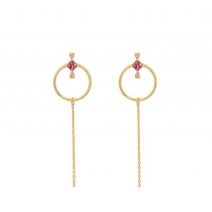 amira earrings pink tourmalines diamonds gold