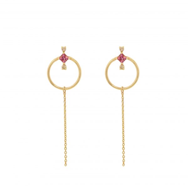 amira earrings pink tourmalines diamonds gold