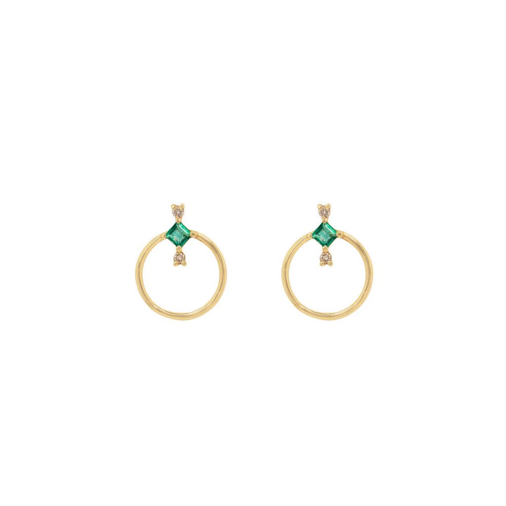 amira earrings diamonds emeralds gold