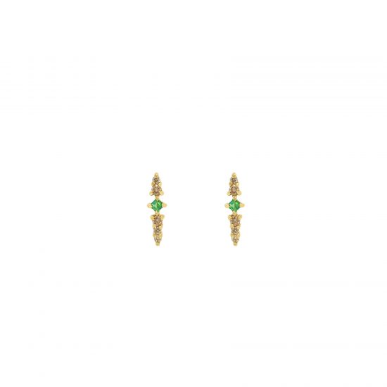 dagger earrings gold diamonds emeralds