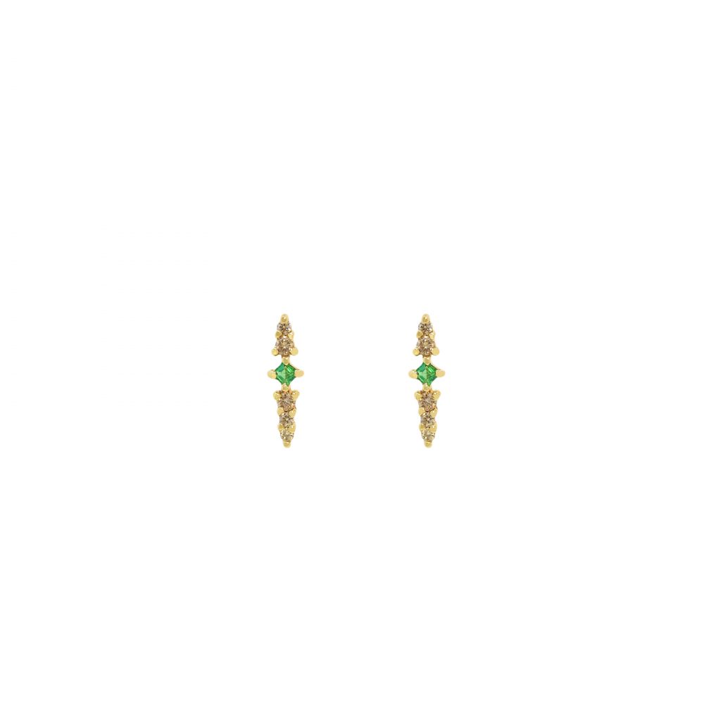 dagger earrings gold diamonds emeralds