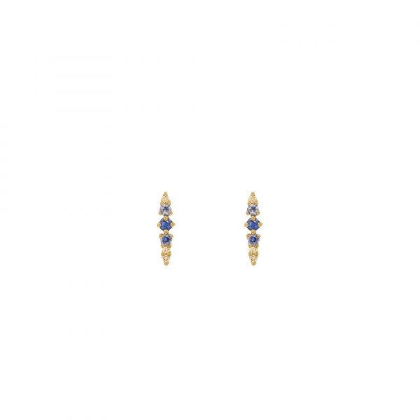 needle earrings gold sapphires diamonds