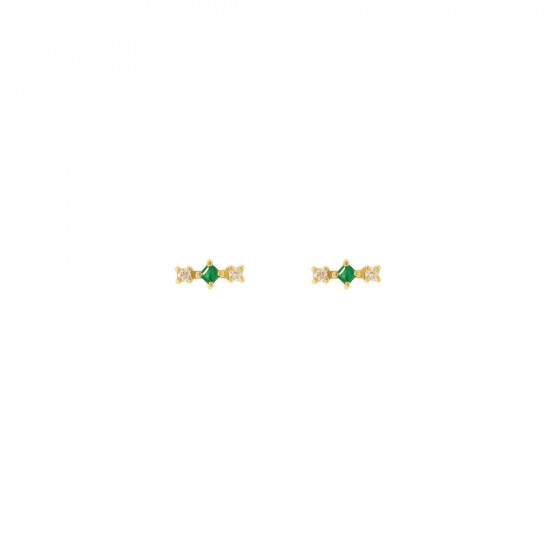 gaia earrings emeralds white diamonds gold studs