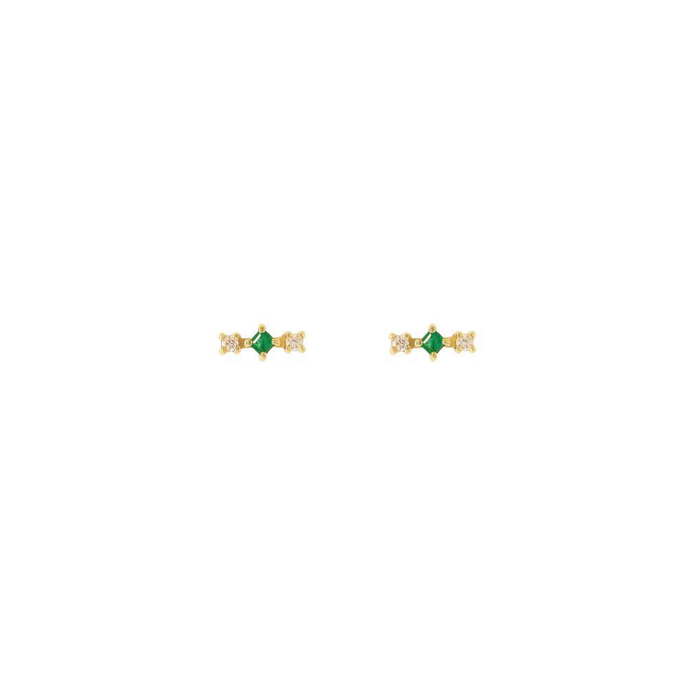gaia earrings emeralds white diamonds gold studs