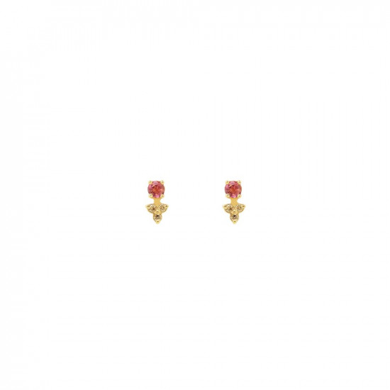 ianthe small earrings studs gold diamonds pink tourmalines