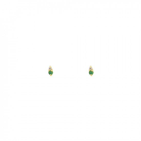 gia tiny earrings emeralds white diamonds gold studs