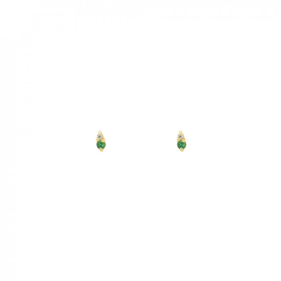 gia tiny earrings emeralds white diamonds gold studs