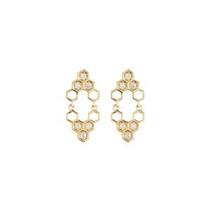 honeycombs mirall earrings white diamonds gold alveare jewelry