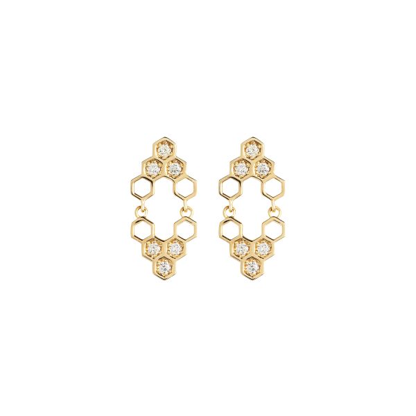 honeycombs mirall earrings white diamonds gold alveare jewelry