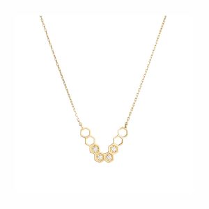 honeycombs necklace gold white diamonds alveare jewelry