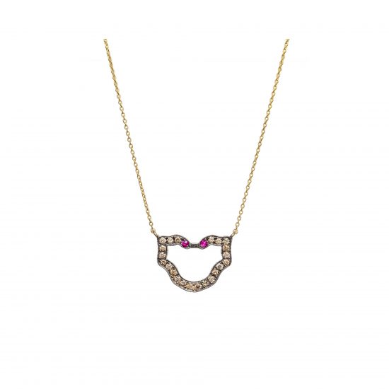 semele necklace coffee diamonds rubies gold