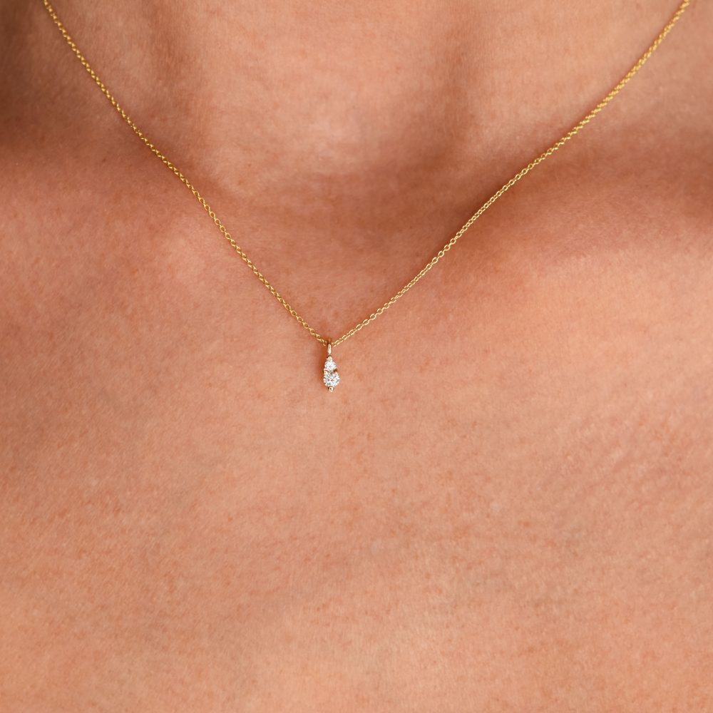 gia tiny necklace gold white diamonds