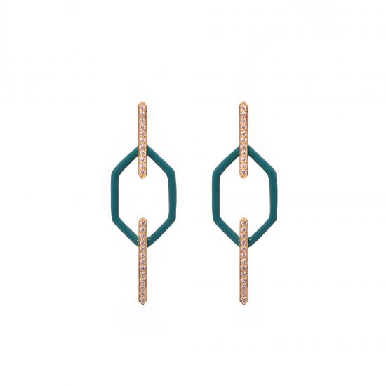 echo alessia earrings white diamonds gold enamel