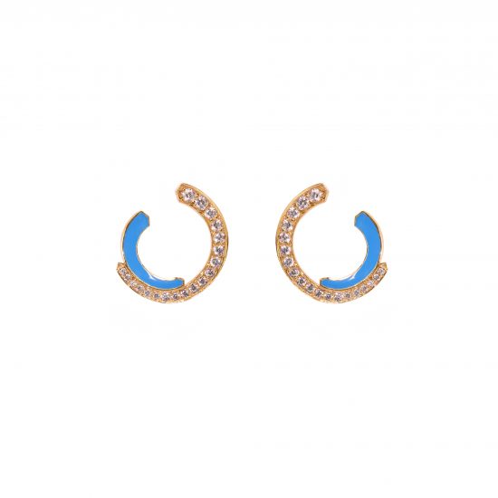 echo kali earrings white diamonds gold enamel